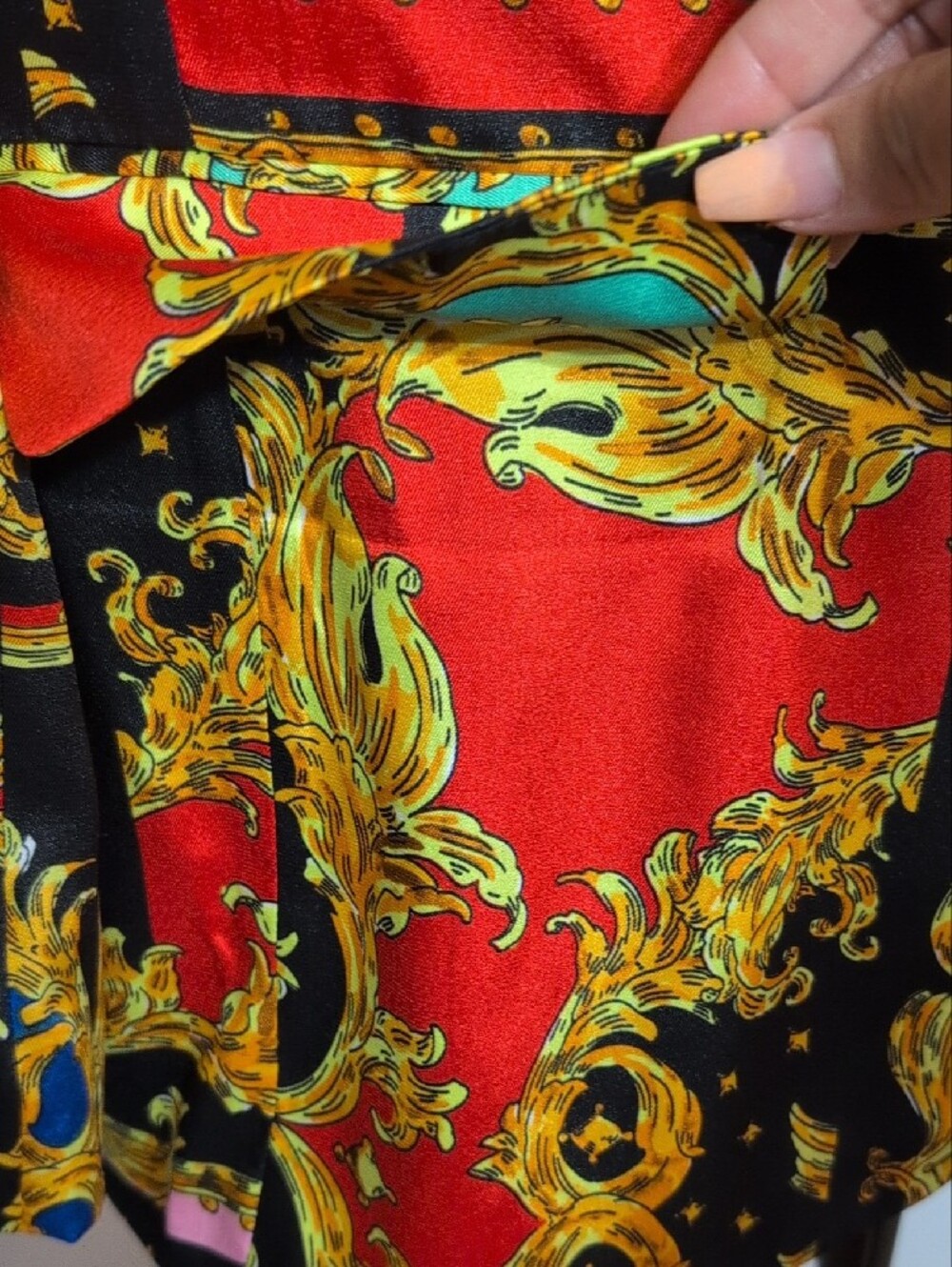 Multicolor Baroque-Print Blazer with Notch Lapel - Picture 10 of 13